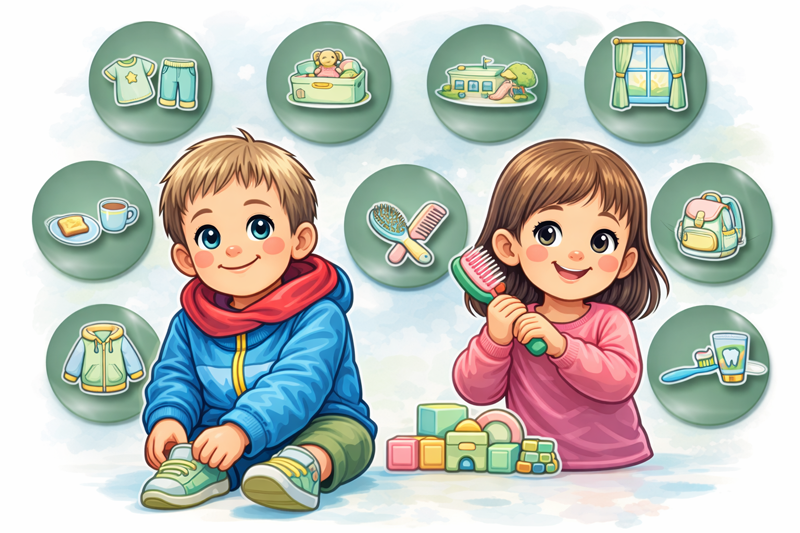 Kinder bei der Morgenroutine