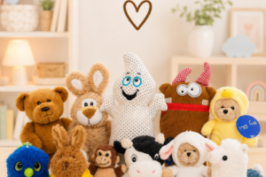 Irgendeins ist deins - Kuschelfreund Verschiedene Kuscheltiere als Teil der MutPakete für Kinder