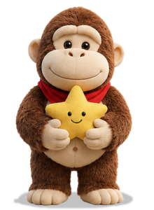 Momo Momo mit gelbem Mut-Stern als Symbol für Mut und Selbstvertrauen.