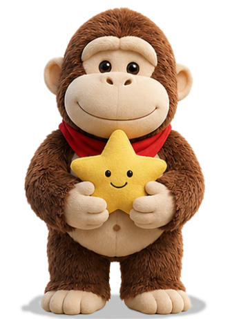 Momo mit gelbem Mut-Stern als Symbol für Mut und Selbstvertrauen.