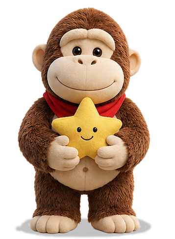 Momo mit gelbem Mut-Stern als Symbol für Mut und Selbstvertrauen.